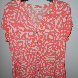 NEW Peach & White Top by Dana Buchman
